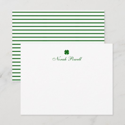 Personalized Green Clover Note Card ノートカード (正面/裏面)