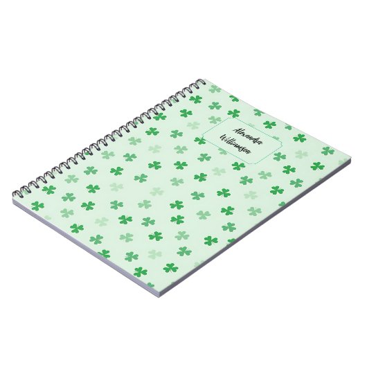 Personalized Green Clover Notebook | Minimal Lucky ノートブック (左側)