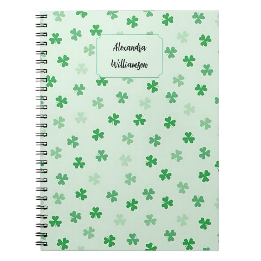 Personalized Green Clover Notebook | Minimal Lucky ノートブック (正面)