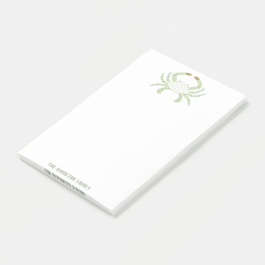 Personalized Green Crab, Coastal Sticky Notes ポストイット (アングル)