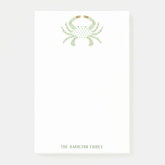 Personalized Green Crab, Coastal Sticky Notes ポストイット (正面)