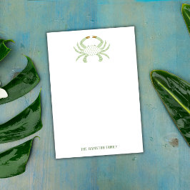 Personalized Green Crab, Coastal Sticky Notes ポストイット