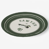 Personalized Green Duck Birthday Plates ペーパープレート (アングル)