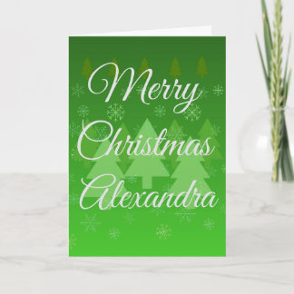 Personalized Green Folded Christmas Card シーズンカード
