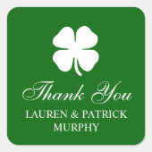 Personalized Green Four Leaf Clover Irish  スクエアシール (正面)