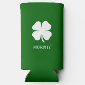 Personalized Green Four Leaf Clover Irish  スリム缶クーラー (裏面)