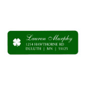 Personalized Green Four Leaf Clover Irish  ラベル (正面)