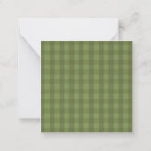 Personalized Green Gingham ノートカード (裏面)