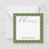Personalized Green Gingham ノートカード (正面)