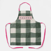Personalized Green Gingham Checkered エプロン (正面)