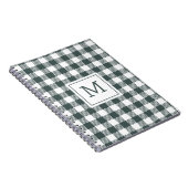 Personalized Green Gingham Plaid Monogram ノートブック (右側)