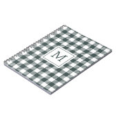 Personalized Green Gingham Plaid Monogram ノートブック (左側)