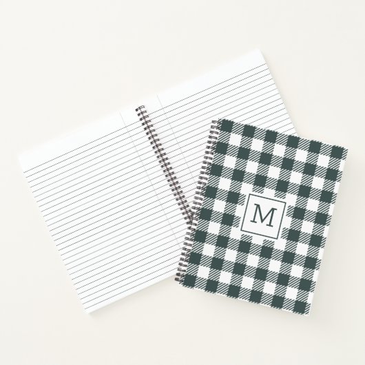 Personalized Green Gingham Plaid Monogram  ノートブック (内部)