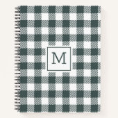 Personalized Green Gingham Plaid Monogram  ノートブック (正面)