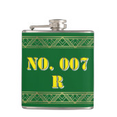 Personalized Green & Gold Art Deco Custom Text Vin フラスク (正面)