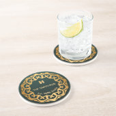 Personalized Green & Gold Mandala "The Smith Hub", コースター (側面)