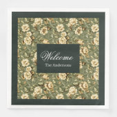 Personalized Green Gold Napkins Modern Elegant (正面)