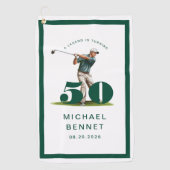 Personalized Green Golf 50th Birthday ゴルフタオル (正面)