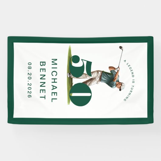 Personalized Green Golf 50th Birthday  横断幕 (横)