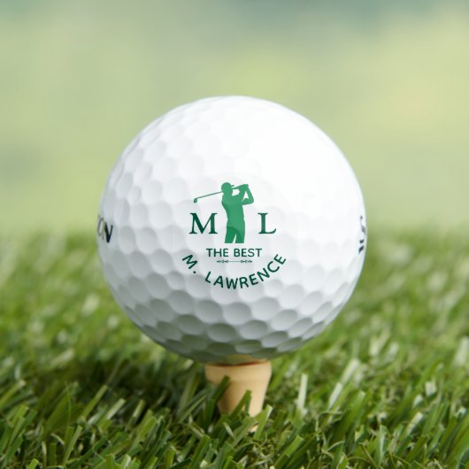 Personalized Green Golfer Man Name  ゴルフボール (インサイチュ 木)