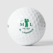 Personalized Green Golfer Man Name  ゴルフボール (正面)