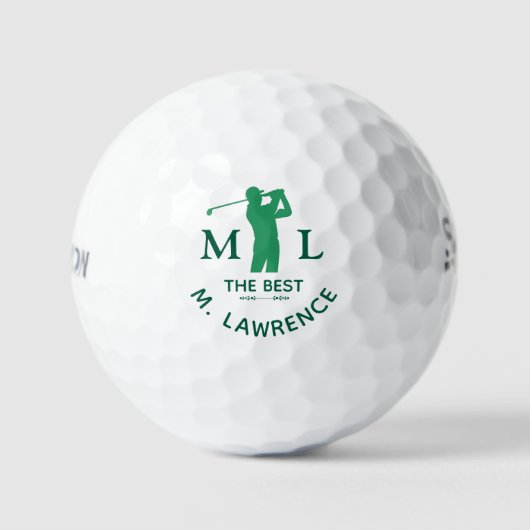 Personalized Green Golfer Man Name  ゴルフボール (正面)