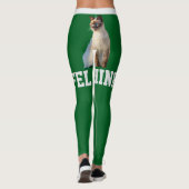 Personalized Green Grey Cute Siamese Cat Pet Photo レギンス (裏面)