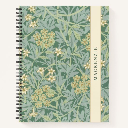 Personalized Green Jasmine Floral Pattern ノートブック (正面)