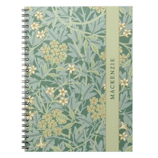 Personalized Green Jasmine Floral Pattern ノートブック (正面)