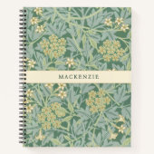 Personalized Green Jasmine Floral Pattern ノートブック (正面)
