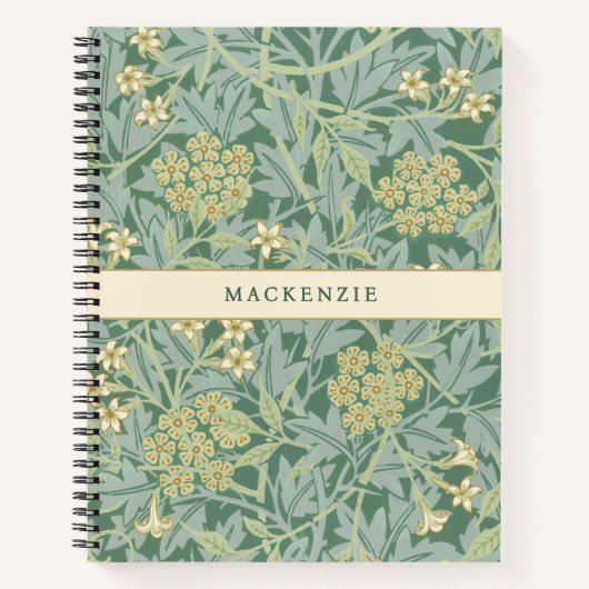 Personalized Green Jasmine Floral Pattern ノートブック (正面)