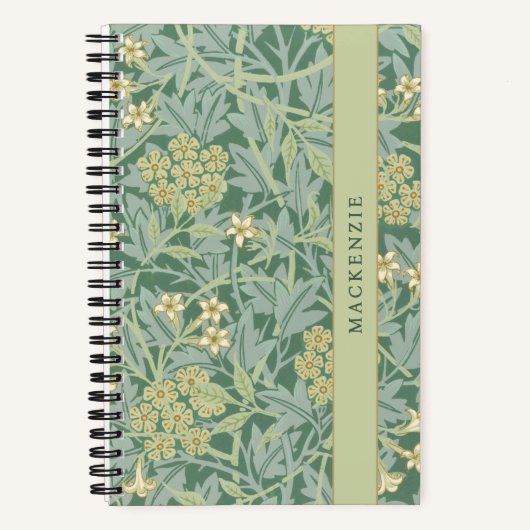 Personalized Green Jasmine Floral Pattern ノートブック (正面)