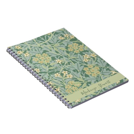 Personalized Green Jasmine Floral Pattern ノートブック (右側)