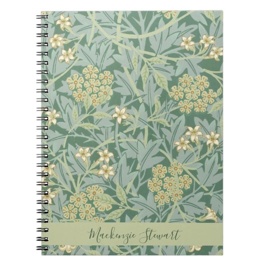 Personalized Green Jasmine Floral Pattern ノートブック (正面)