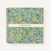 Personalized Green Jasmine Floral Pattern ノートブック (正面)