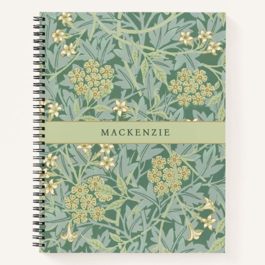 Personalized Green Jasmine Floral Pattern ノートブック (正面)