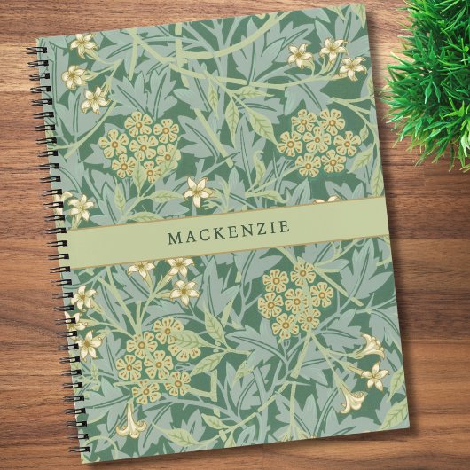 Personalized Green Jasmine Floral Pattern ノートブック