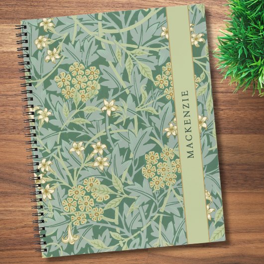 Personalized Green Jasmine Floral Pattern ノートブック