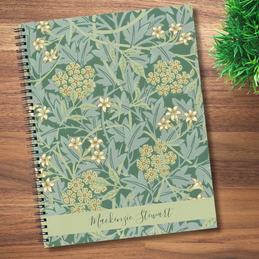 Personalized Green Jasmine Floral Pattern ノートブック