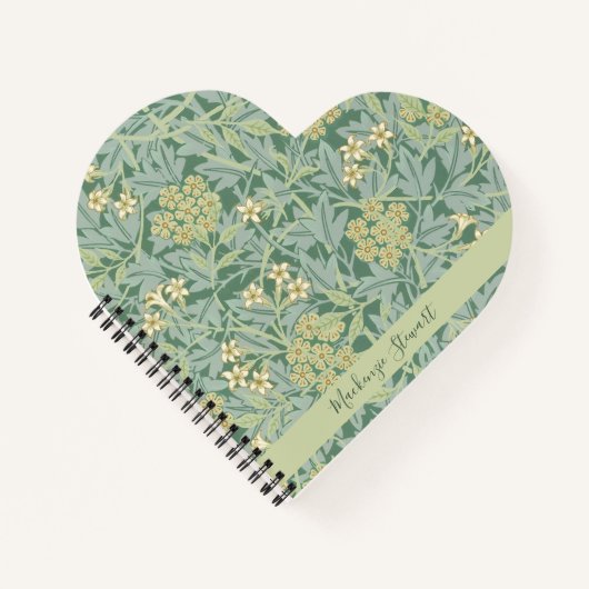 Personalized Green Jasmine Floral Pattern ノートブック (正面)