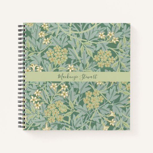 Personalized Green Jasmine Floral Pattern ノートブック (正面)