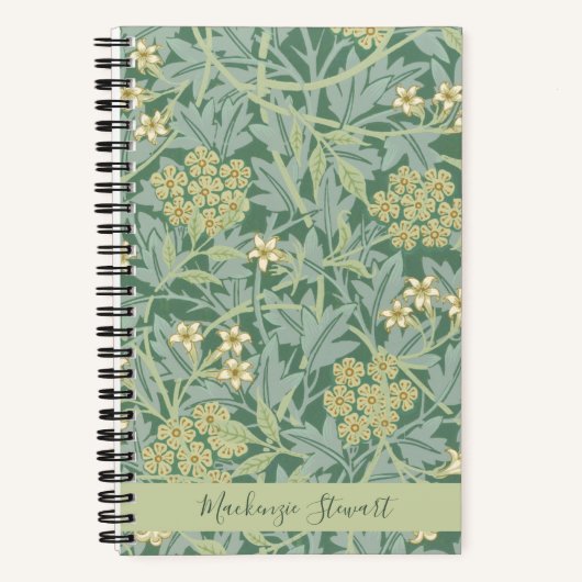 Personalized Green Jasmine Floral Pattern ノートブック (正面)