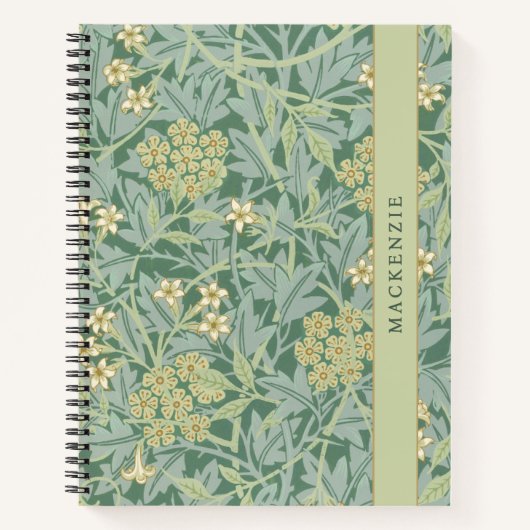 Personalized Green Jasmine Floral Pattern ノートブック (正面)