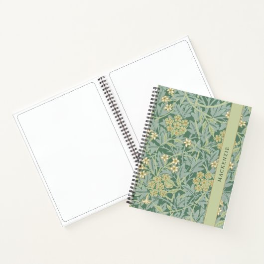 Personalized Green Jasmine Floral Pattern ノートブック (内部)