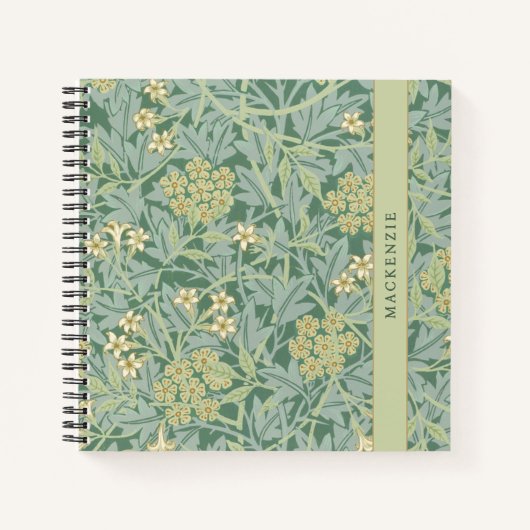 Personalized Green Jasmine Floral Pattern ノートブック (正面)