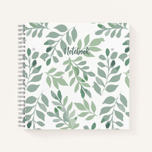 Personalized Green Leaf Spiral Notebook ノートブック (正面)