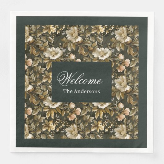 Personalized Green Napkins Botanical Pastel Vibe (正面)