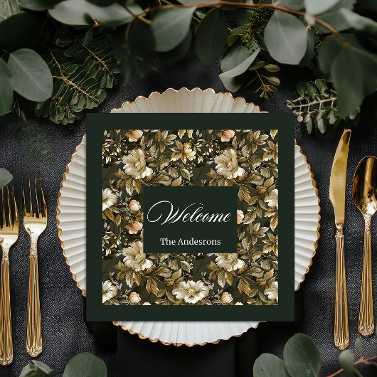Personalized Green Napkins Botanical Pastel Vibe