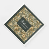 Personalized Green Napkins Elegant Floral Touch (コーナー)
