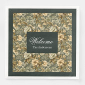 Personalized Green Napkins Elegant Floral Touch (正面)